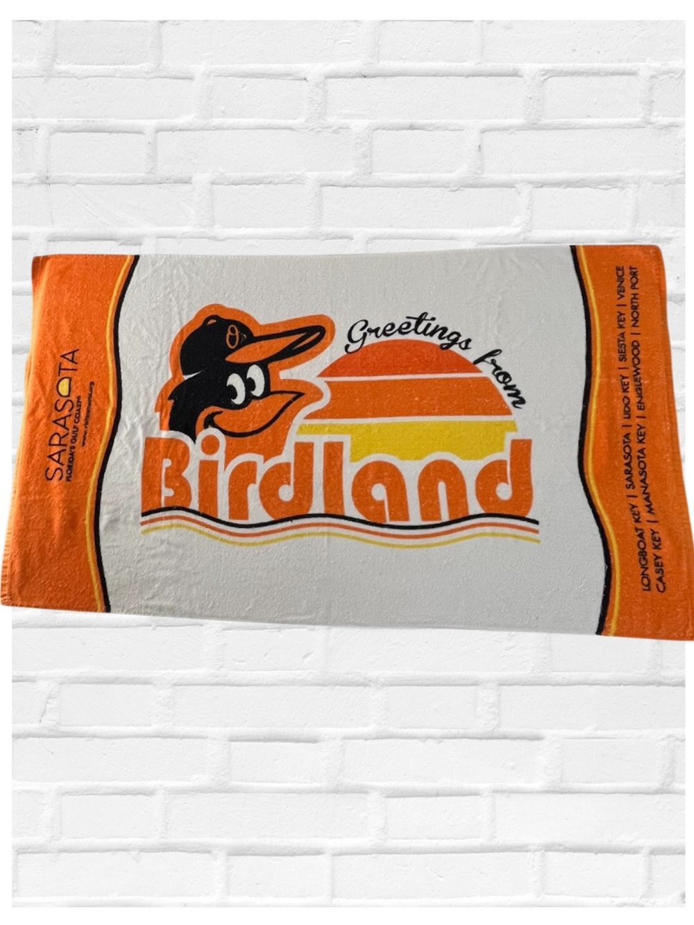 Vintage Rare Baltimore Orioles Spring Training Beach Towel Birdland Memorabilia